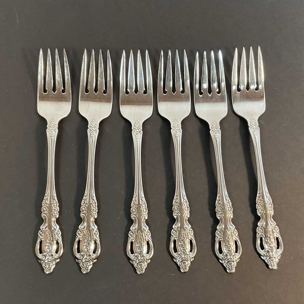 Oneida RENOIR PEMBROOKE 6 Pcs Salad Dessert Forks Stainless Flatware USA
